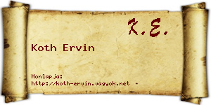 Koth Ervin névjegykártya